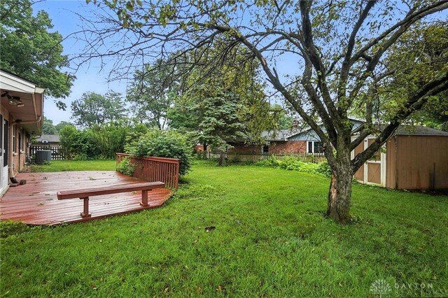2184 Broadbent Way, Dayton, OH 45440 - view of yard featuring a shed and a wooden deck