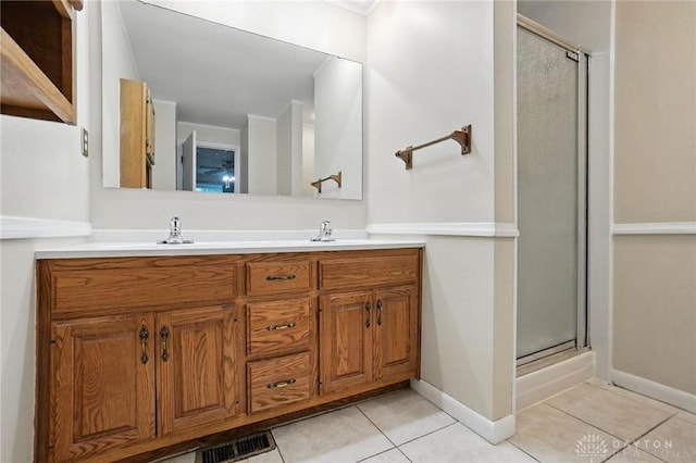 2184 Broadbent Way, Dayton, OH 45440 - full bath featuring tile patterned floors, a shower stall, and double vanity