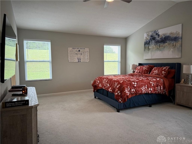 11916 Abbeytown Dr, Colerain Twp, OH 45251 - bedroom featuring carpet floors, vaulted ceiling, and a ceiling fan