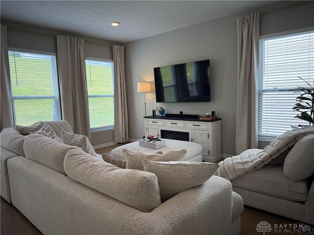 11916 Abbeytown Dr, Colerain Twp, OH 45251 - living room featuring healthy amount of natural light, a fireplace, and recessed lighting