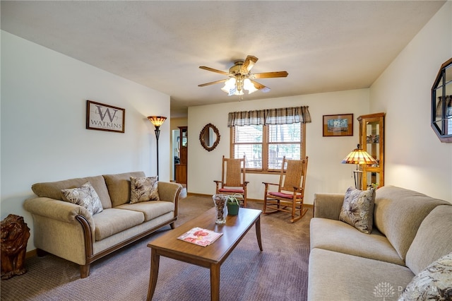 215 Christina Way, Franklin, OH 45005 - living area featuring carpet and a ceiling fan