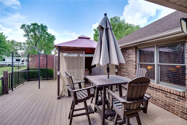 215 Christina Way, Franklin, OH 45005 - wooden deck with a gazebo and outdoor dining area