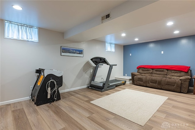 947 Stone Ridge Ln, Lebanon, OH 45036 - exercise room with recessed lighting, light wood-style flooring, and plenty of natural light