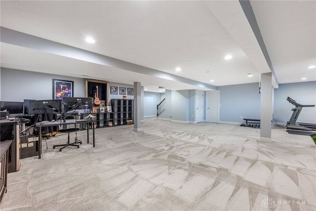 9282 Maple Brook St, Clearcreek Twp, OH 45458 - finished basement with carpet floors and recessed lighting