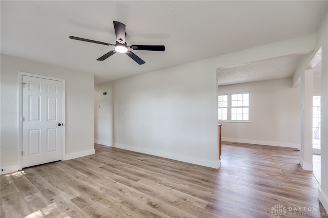 3183 Myers Tillman Rd, Arcanum, OH 45304 - spare room with light wood-style floors and ceiling fan
