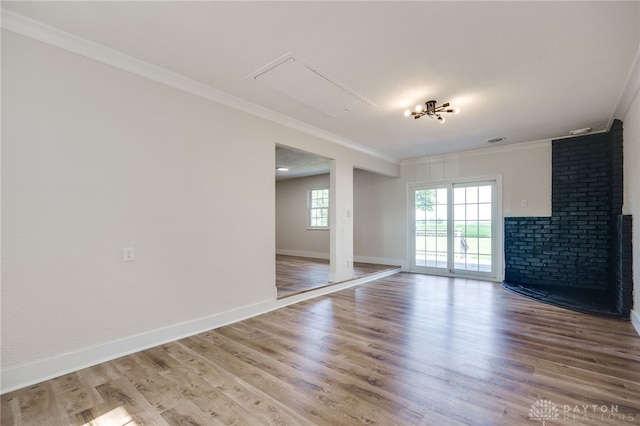 3183 Myers Tillman Rd, Arcanum, OH 45304 - unfurnished living room with crown molding and wood finished floors