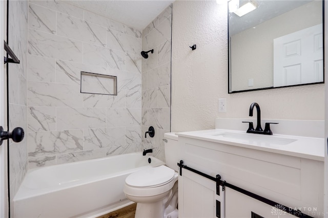 3183 Myers Tillman Rd, Arcanum, OH 45304 - bathroom featuring vanity, shower / washtub combination, a textured wall, and wood finished floors