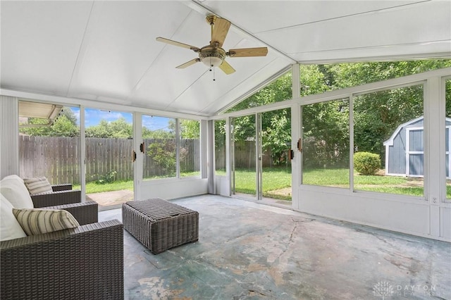 829 E Stroop Rd, Kettering, OH 45429 - sunroom featuring lofted ceiling and ceiling fan