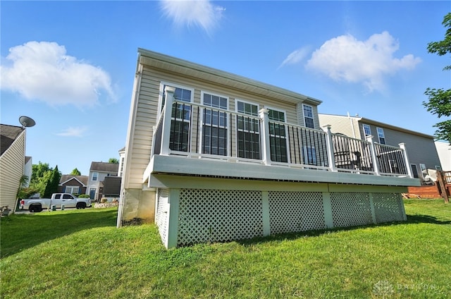 3492 King Edward Way, Beavercreek, OH 45431 - rear view of house with a lawn and a wooden deck
