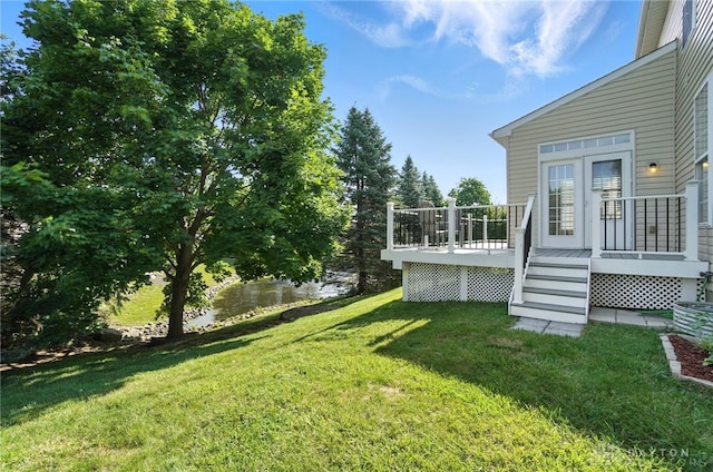 3492 King Edward Way, Beavercreek, OH 45431 - view of grassy yard featuring a wooden deck and stairs