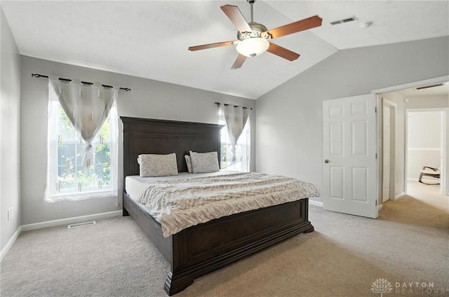 3492 King Edward Way, Beavercreek, OH 45431 - bedroom featuring carpet, vaulted ceiling, and a ceiling fan