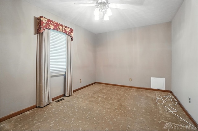 3820 Shagbark Ln, Beavercreek, OH 45440 - spare room featuring ceiling fan and baseboards