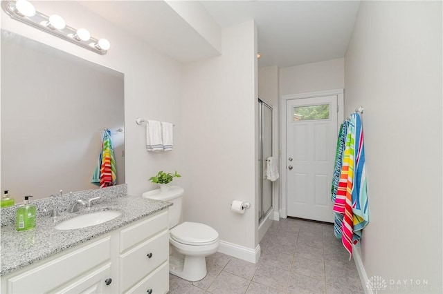 3190 Fox Run Dr, Hamilton, OH 45013 - bathroom featuring tile patterned flooring, vanity, and a shower stall