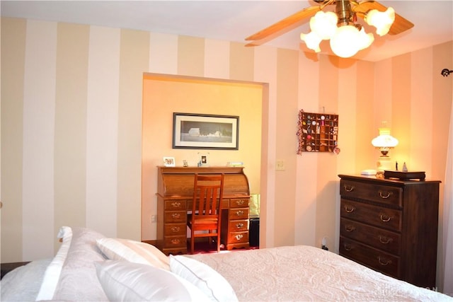 3235 W Ziegler Rd, Piqua, OH 45356 - bedroom featuring wallpapered walls and ceiling fan
