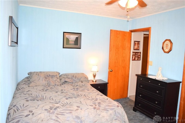 3235 W Ziegler Rd, Piqua, OH 45356 - bedroom featuring dark colored carpet and crown molding
