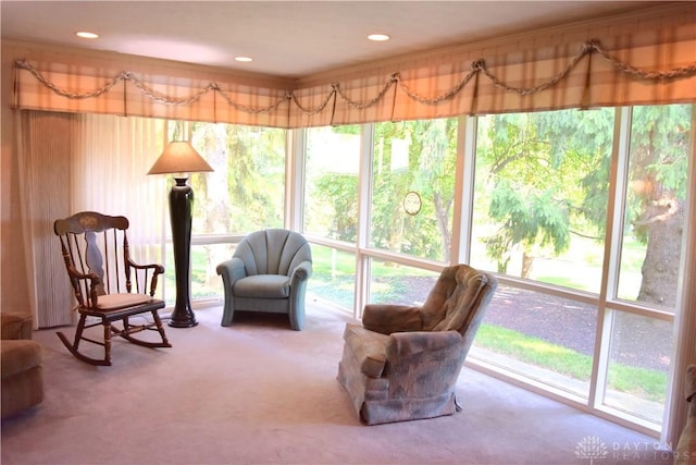3235 W Ziegler Rd, Piqua, OH 45356 - sitting room with plenty of natural light, carpet floors, crown molding, and recessed lighting