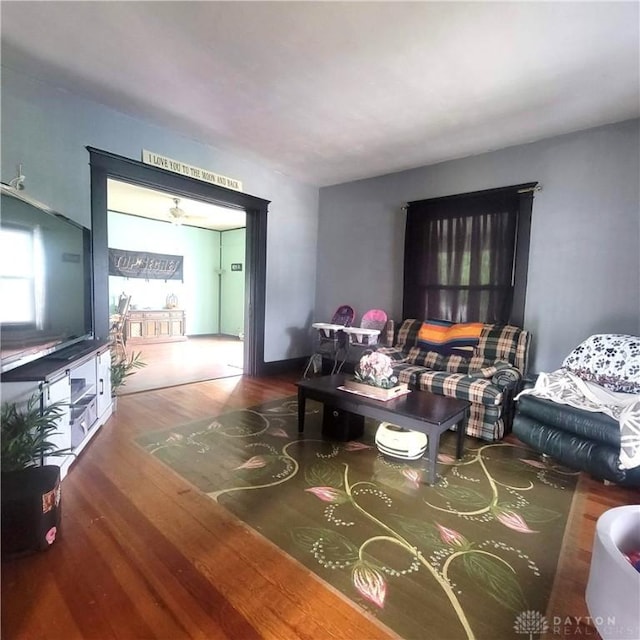 300 S Evans St, Saratoga, IN 47382 - living room featuring wood finished floors