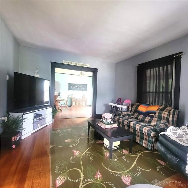 300 S Evans St, Saratoga, IN 47382 - living room with wood finished floors