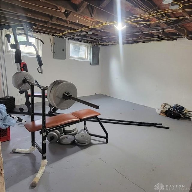 300 S Evans St, Saratoga, IN 47382 - exercise room with electric panel