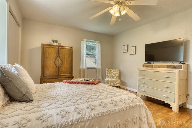 3318 US Route 42, Cedarville Twp, OH 45314 - bedroom with light wood-type flooring and ceiling fan