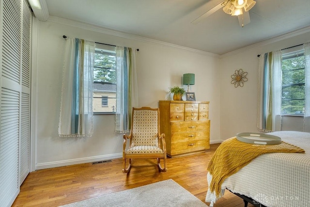 3318 US Route 42, Cedarville Twp, OH 45314 - bedroom featuring wood finished floors, crown molding, and ceiling fan