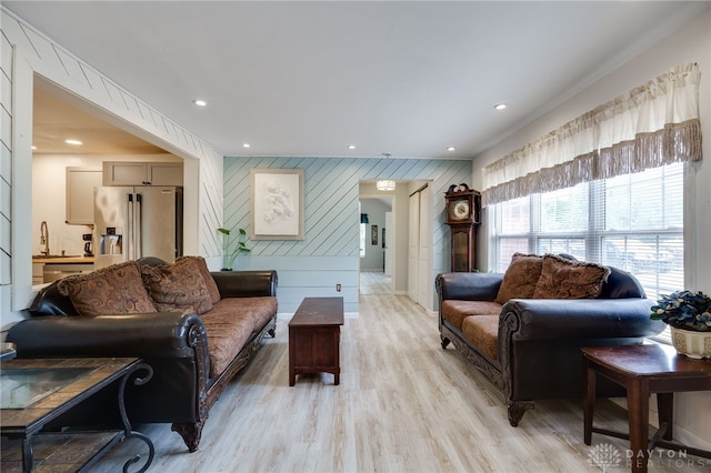 11920 State Route 725, Germantown, OH 45327 - living area with light wood finished floors, recessed lighting, and wooden walls