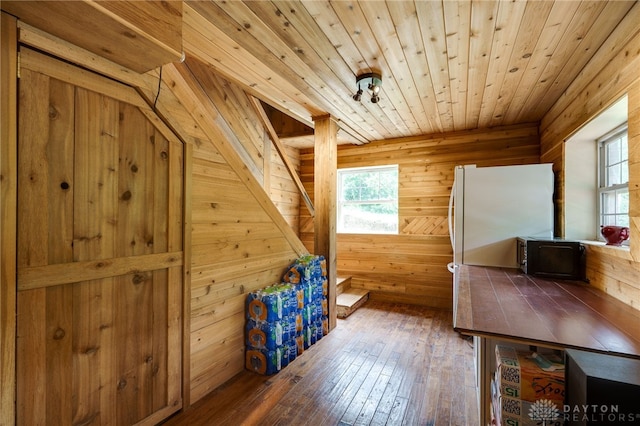 11920 State Route 725, Germantown, OH 45327 - bonus room with a wood stove, wooden ceiling, hardwood / wood-style flooring, and wood walls