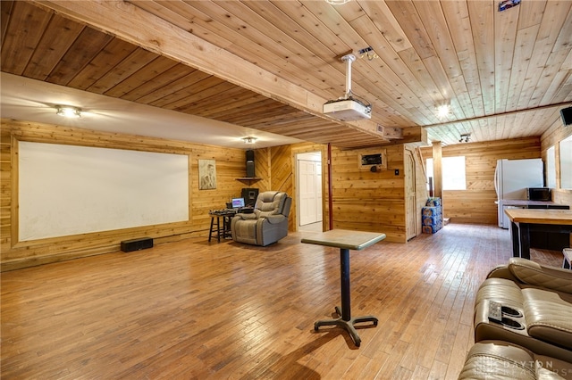11920 State Route 725, Germantown, OH 45327 - living room with wood walls, wooden ceiling, and hardwood / wood-style floors