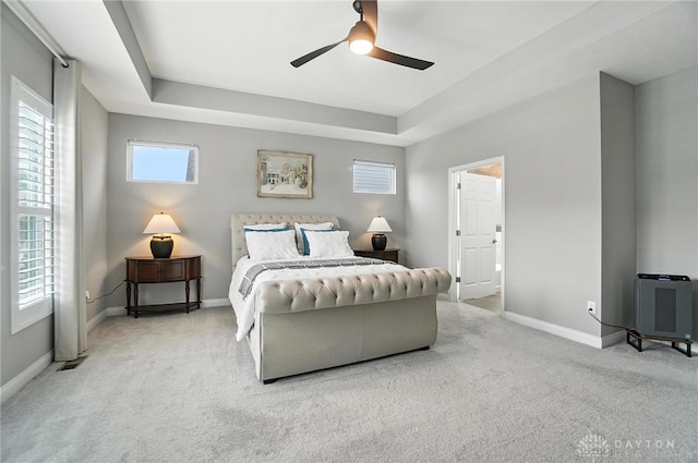 539 Bellasera Dr, Sugarcreek Twp, OH 45440 - bedroom featuring carpet, ceiling fan, and a raised ceiling