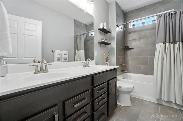 539 Bellasera Dr, Sugarcreek Twp, OH 45440 - full bathroom with shower / bath combo, double vanity, and tile patterned floors