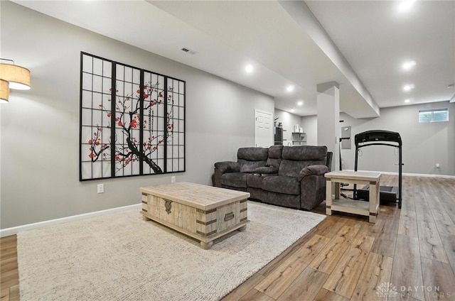 539 Bellasera Dr, Sugarcreek Twp, OH 45440 - living room featuring hardwood / wood-style flooring and recessed lighting