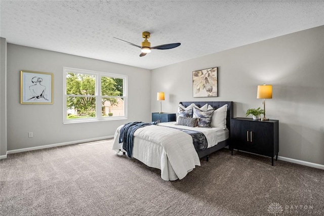 4182 Fox Fern Ct, Beavercreek, OH 45432 - bedroom featuring carpet, a textured ceiling, and a ceiling fan