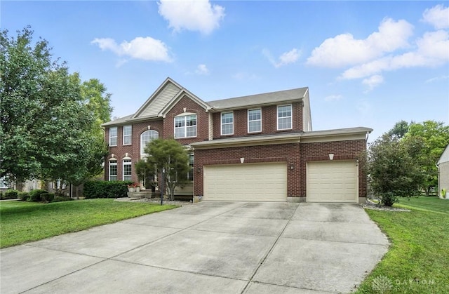 4546 Brackenview Ct, Mason, OH 45040 - view of front of home with concrete driveway, a front lawn, brick siding, and an attached garage