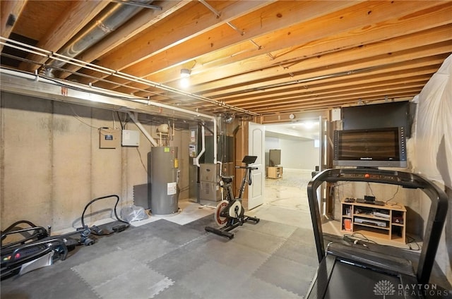 4546 Brackenview Ct, Mason, OH 45040 - workout room featuring electric water heater and heating unit