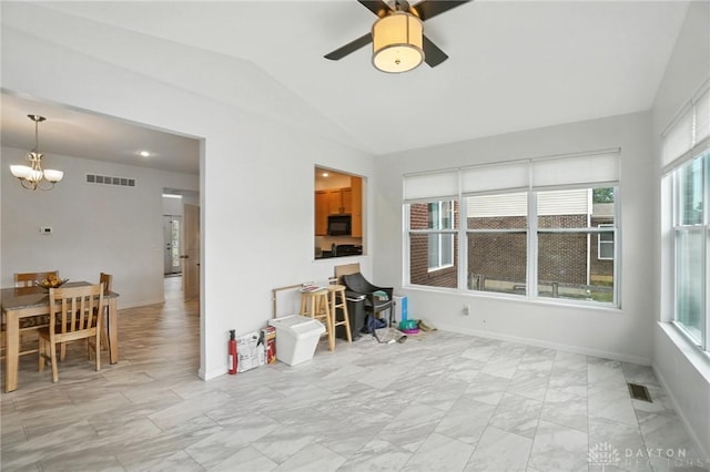4546 Brackenview Ct, Mason, OH 45040 - sunroom / solarium featuring a chandelier and vaulted ceiling