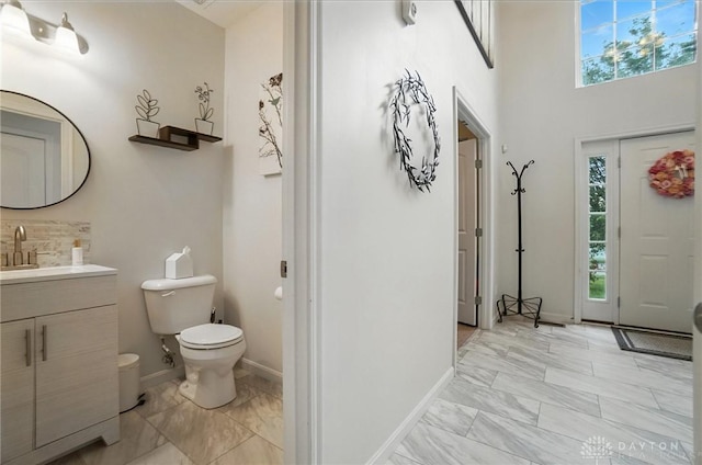 4546 Brackenview Ct, Mason, OH 45040 - bathroom with vanity, healthy amount of natural light, and marble finish flooring
