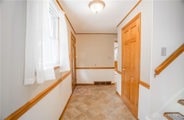 429 Rader Dr, Vandalia, OH 45377 - hall featuring stone finish flooring and baseboards
