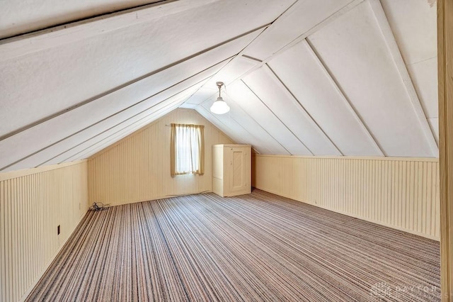 677 Ridgewood Ave, Hamilton, OH 45013 - bonus room with lofted ceiling, carpet flooring, and wooden walls