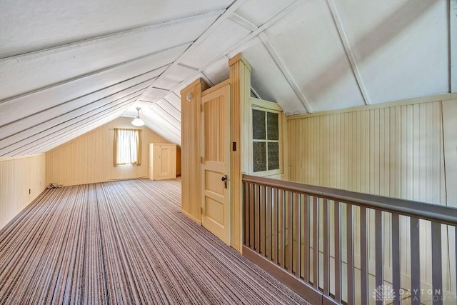 677 Ridgewood Ave, Hamilton, OH 45013 - bonus room with lofted ceiling, carpet, and wood walls