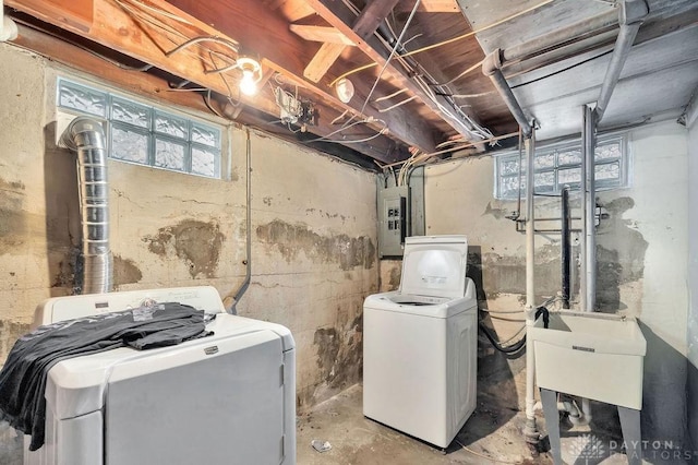 677 Ridgewood Ave, Hamilton, OH 45013 - basement featuring washing machine and dryer and electric panel