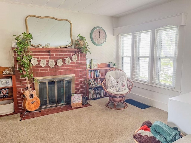 1110 E Main St, Troy, OH 45373 - living area with carpet floors and a fireplace