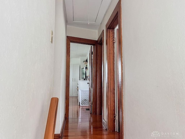 1110 E Main St, Troy, OH 45373 - hall featuring attic access and wood finished floors