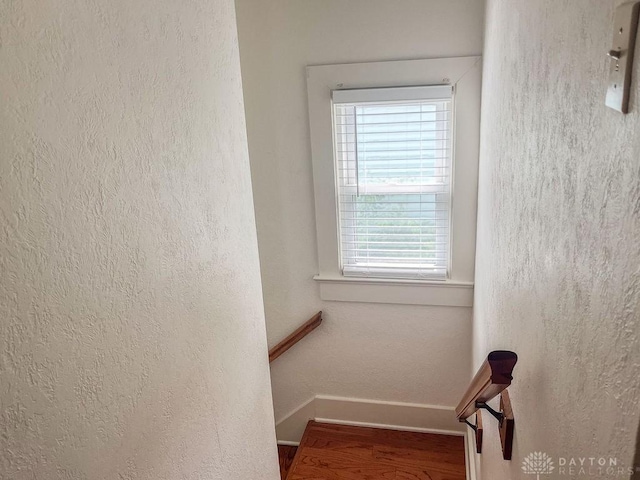 1110 E Main St, Troy, OH 45373 - stairs with plenty of natural light and wood finished floors