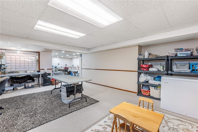 288 N King St, Xenia, OH 45385 - rec room featuring a paneled ceiling and carpet