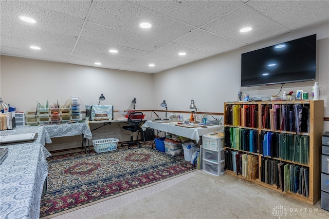 288 N King St, Xenia, OH 45385 - misc room with carpet floors, recessed lighting, and a drop ceiling