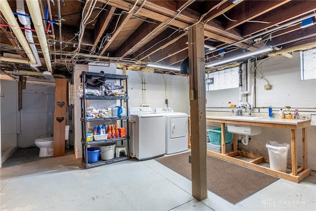 288 N King St, Xenia, OH 45385 - unfinished below grade area featuring separate washer and dryer and a sink