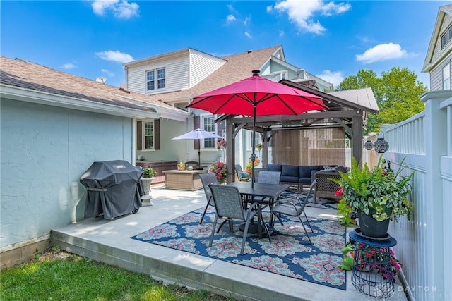288 N King St, Xenia, OH 45385 - view of patio with a gazebo, outdoor lounge area, grilling area, and outdoor dining space