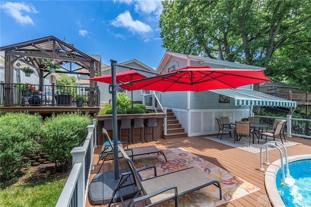 288 N King St, Xenia, OH 45385 - wooden terrace with outdoor dining area and stairway