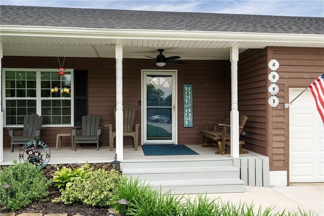 4095 N State Route 42, Waynesville, OH 45068 - entrance to property featuring covered porch, ceiling fan, and roof with shingles