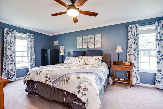 4095 N State Route 42, Waynesville, OH 45068 - bedroom featuring carpet floors, ornamental molding, and a ceiling fan